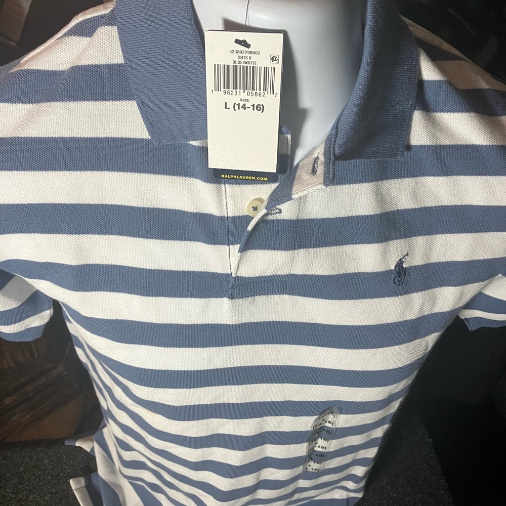 Polo by Ralph Lauren Blue and White Striped Kids Polo